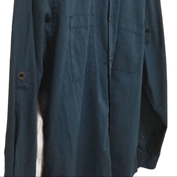 ALFANI Marine Blue Long Sleeve Button Front Shirt Reg Fit Med NWOT - Picture 4 of 6